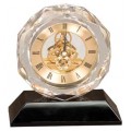  5 3/4 inch Clear Crystal Clock with Black Pedestal Base